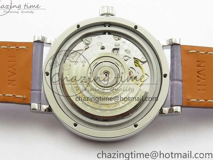 MIROTIME 0510 Attractive Portofino 37mm SS V7F 1:1 Best Edition Gray Dial Diamonds Bezel on Gray Leather Strap A 7091